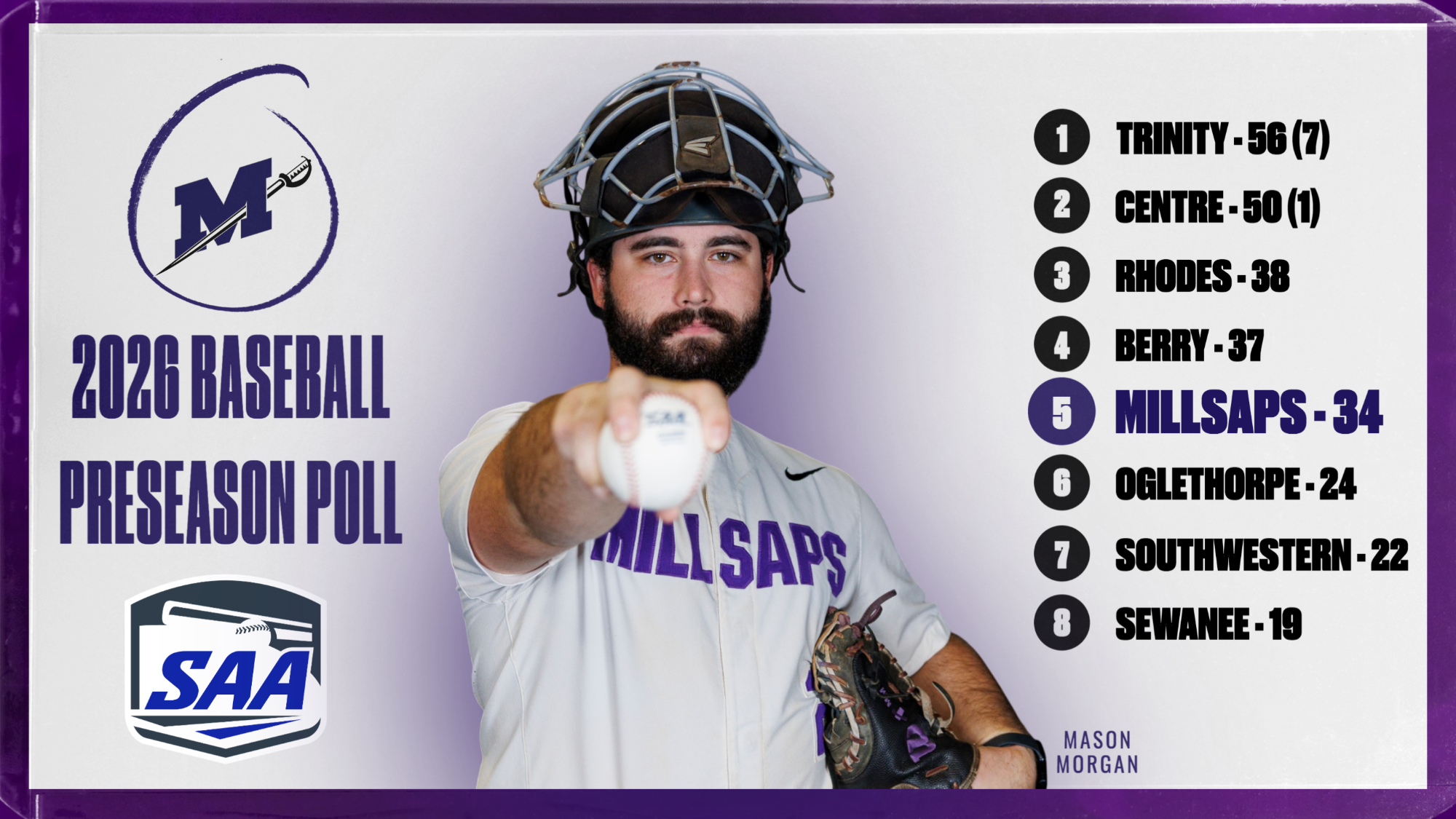2026 SAA Baseball Preseason Poll Graphic
