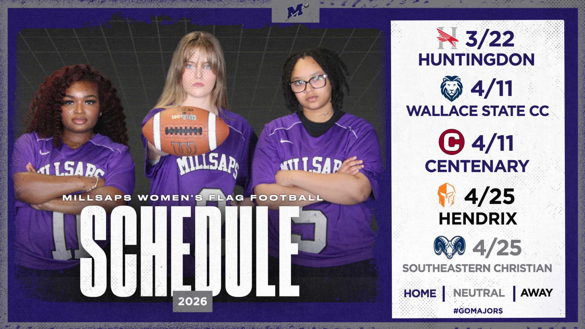 2026 Millsaps Women's Flag Football Schedule Graphic