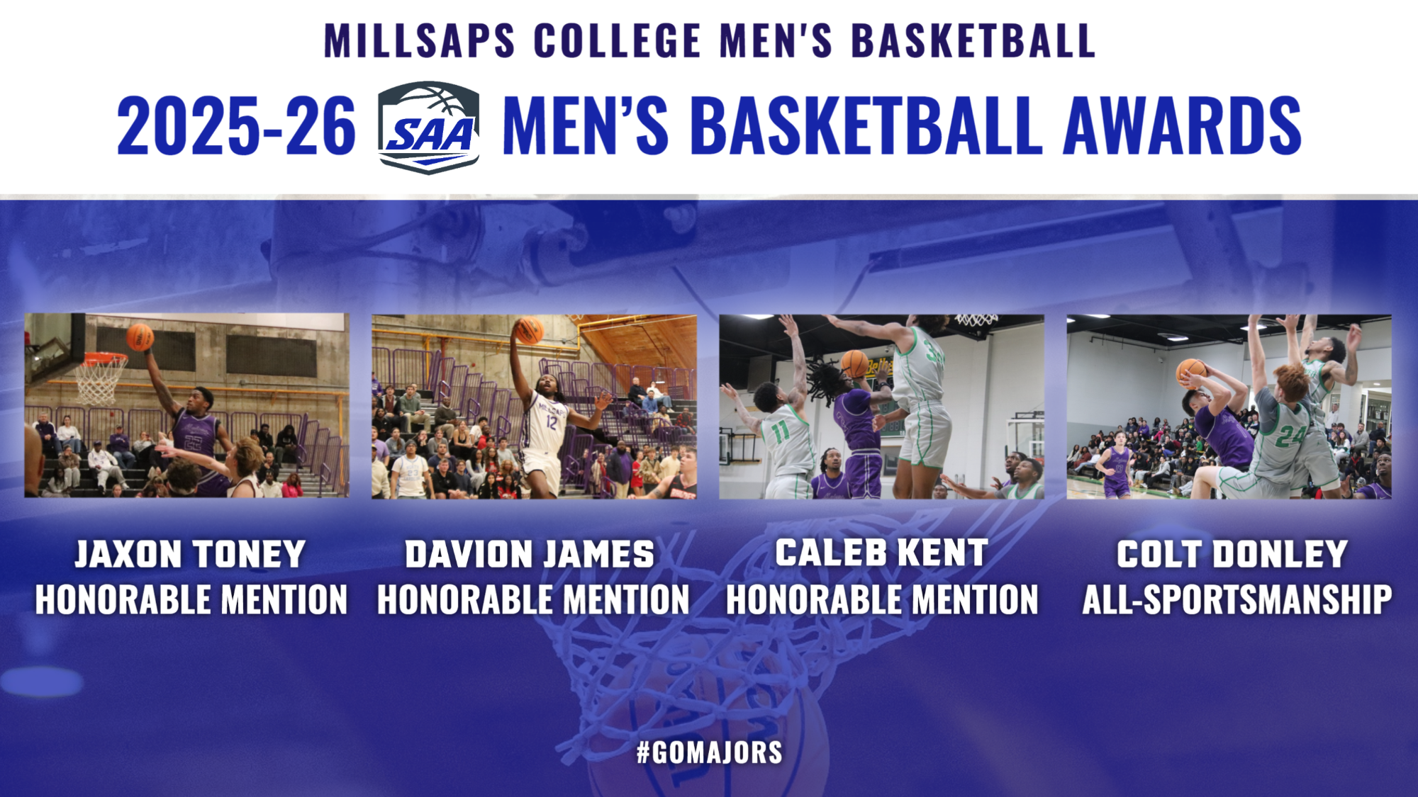  2025-26 Millsaps Men's Basketball SAA Award Graphic