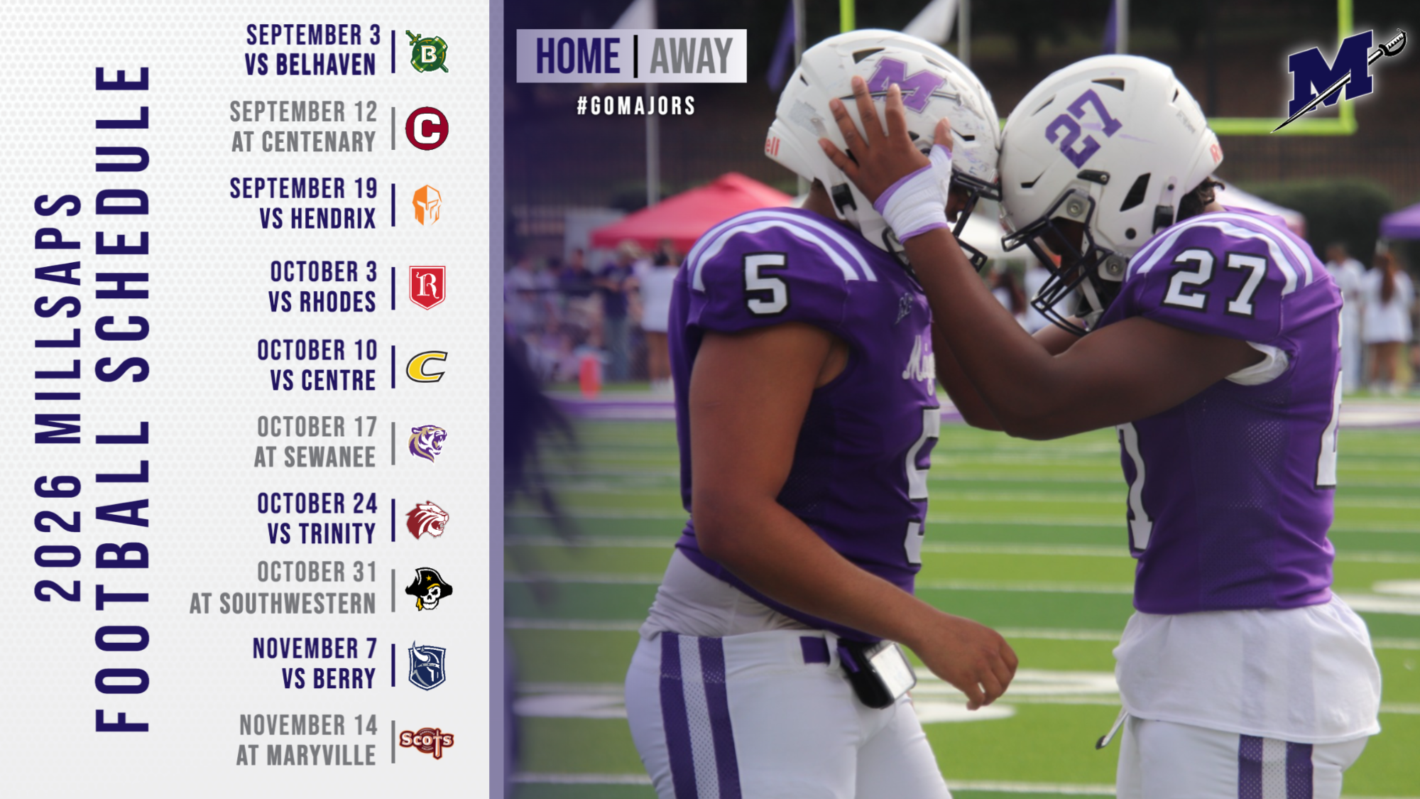 2026 Millsaps Football Schedule Graphic