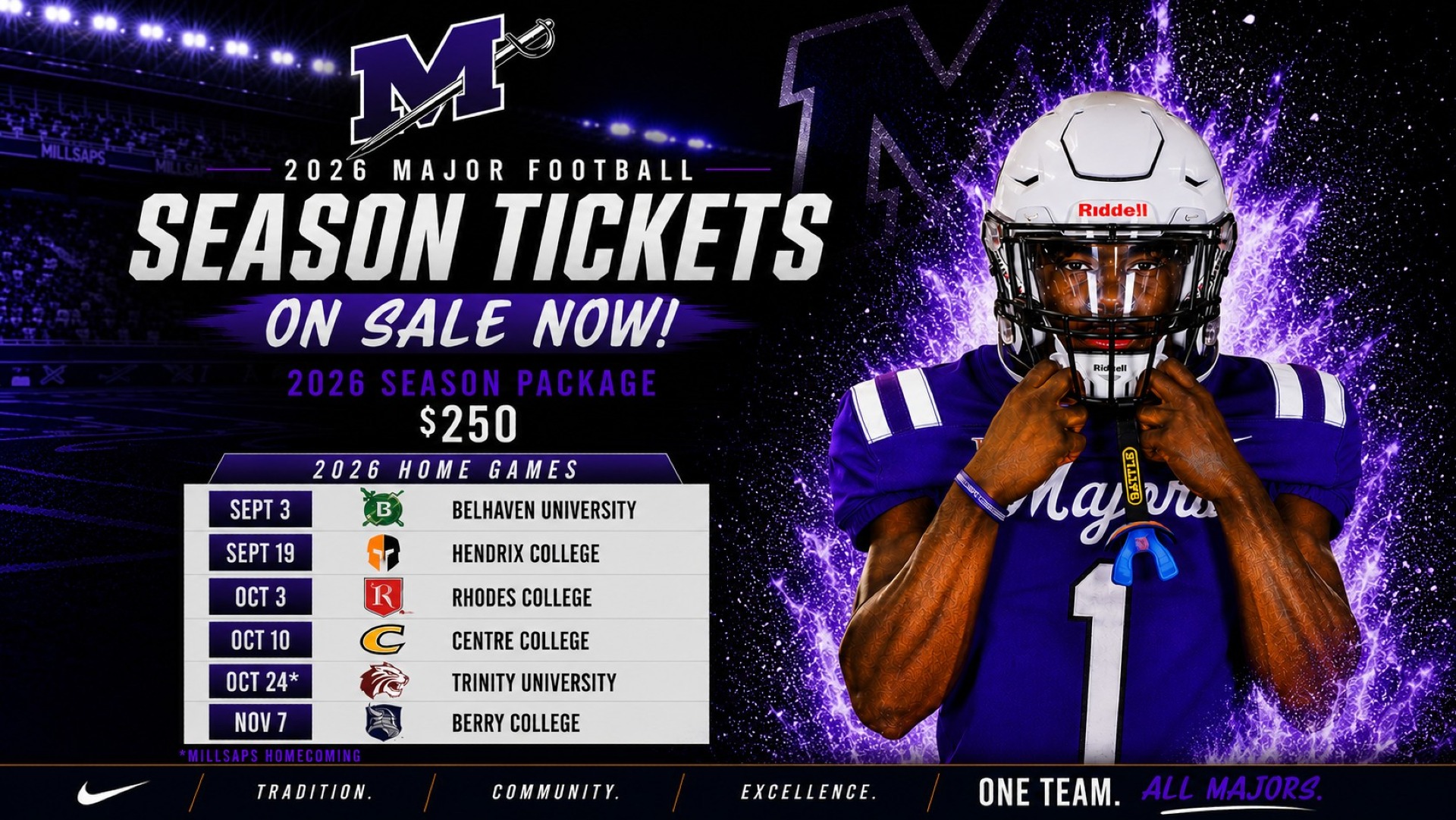 2026 Millsaps Football Season Ticket Graphic 1920x1080