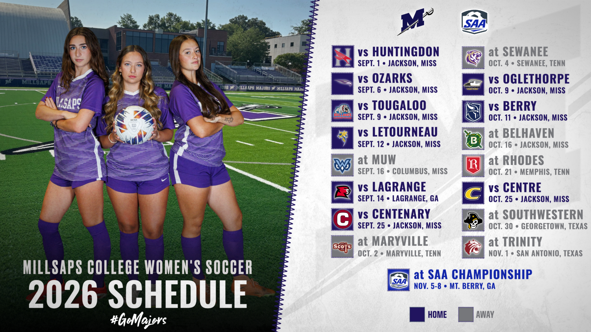 2026 Millsaps Women's Soccer Schedule Graphic