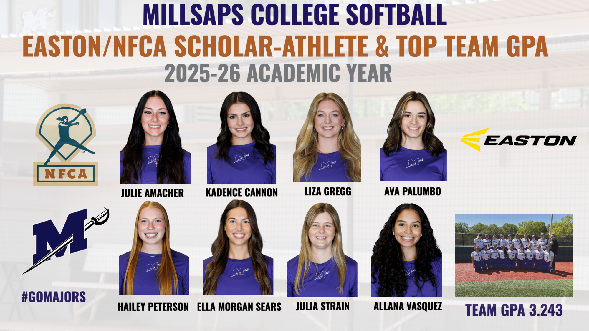 Eight Easton/NFCA Scholar-Athlete All-Americans
