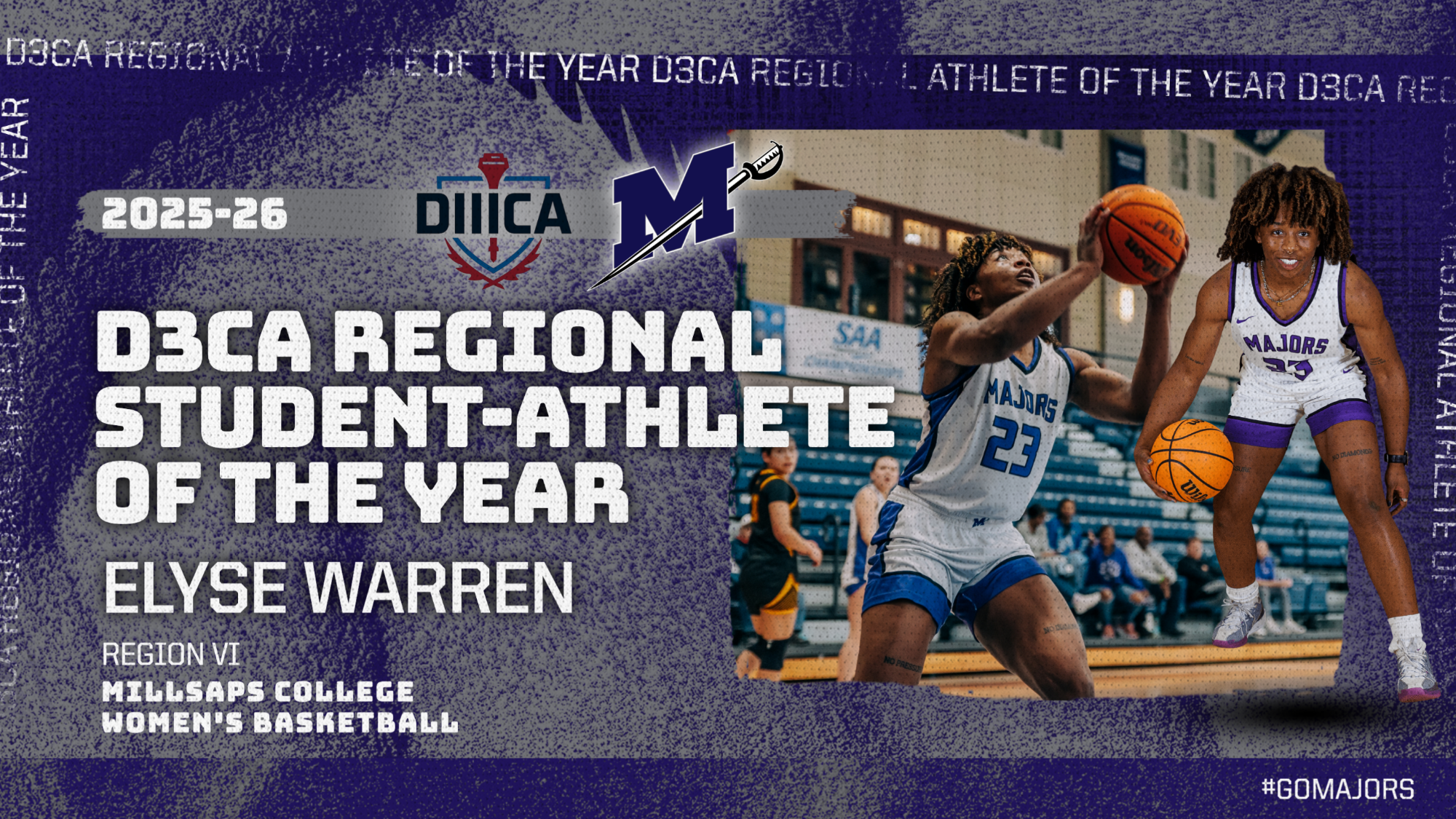 Elyse Warren Region VI DIIICA Athlete of the Year Graphic