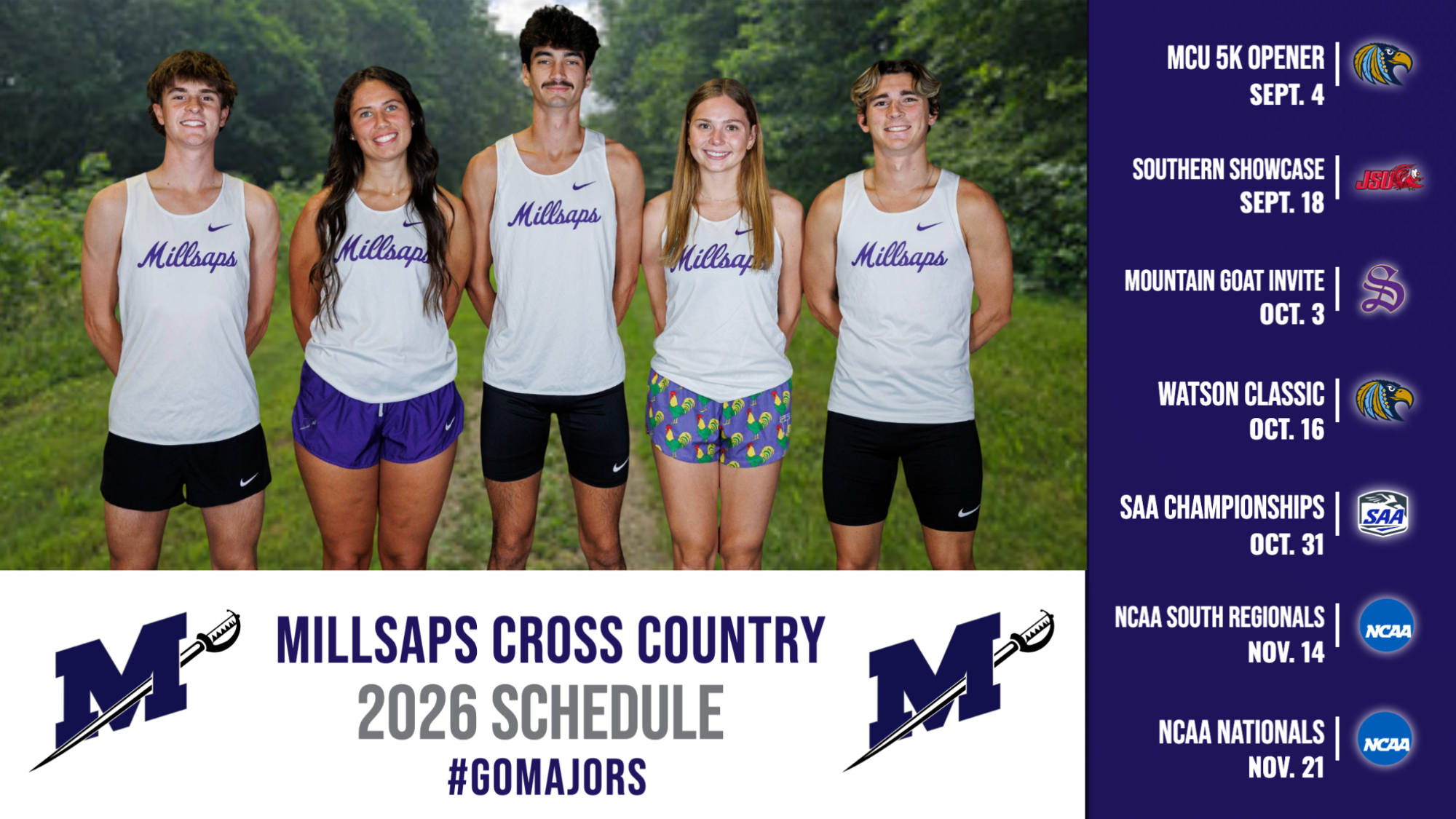 2026 Millsaps Cross Country Schedule Graphic