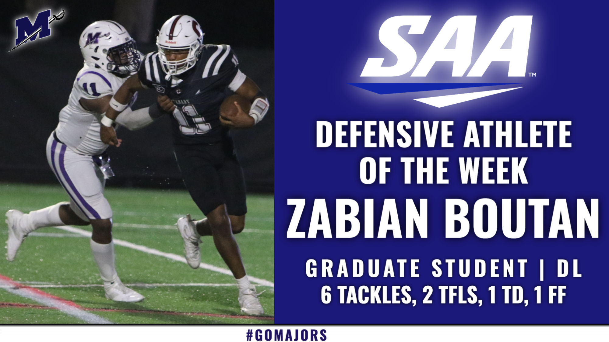 SAA Defensive Athlete of the Week - Zabian Boutan 9-14-26
