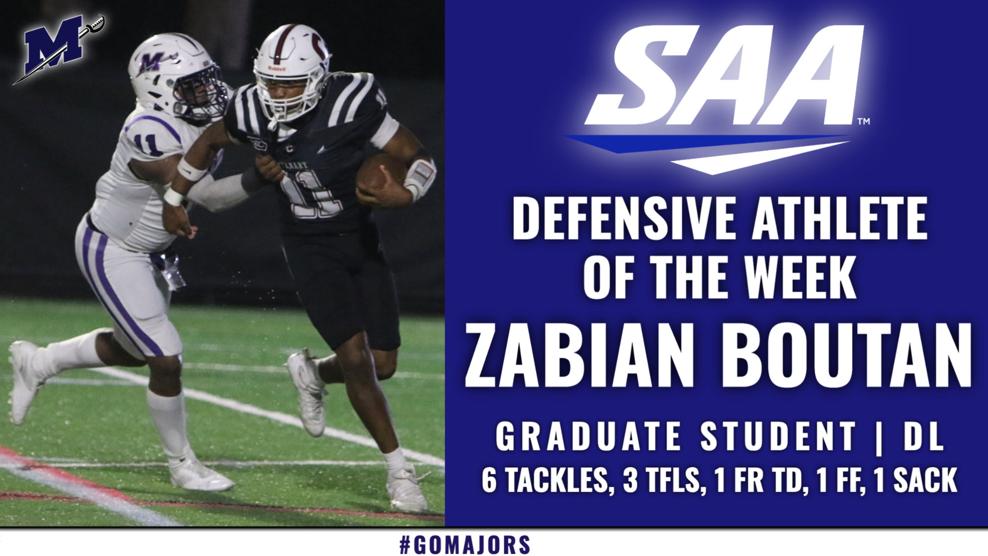 SAA Defensive Athlete of the Week - Zabian Boutan 9-14-26