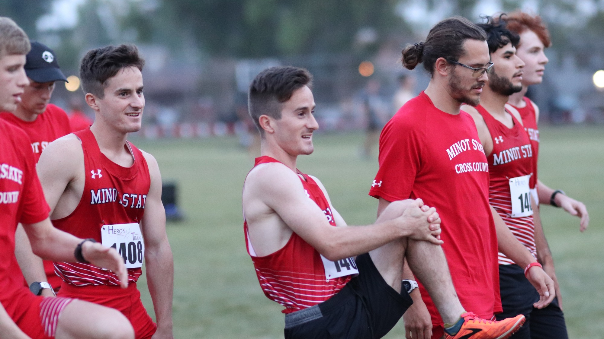 men cross country warmup
