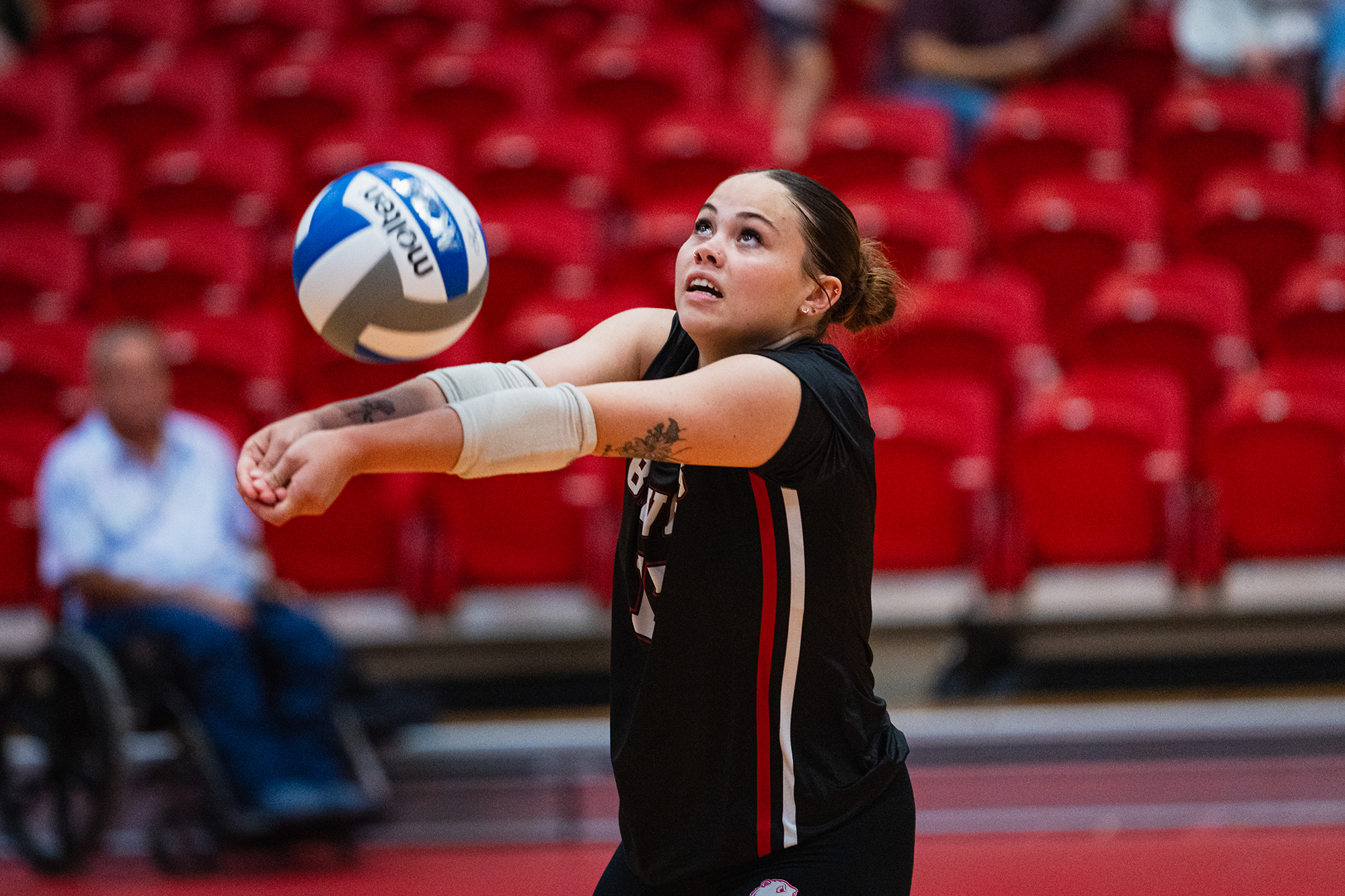 Minot State Volleyball vs Bismarck State - Captured at MSU Dome on Sep 30, 2025 in Minot, North Dakota Photo by Sean Arbaut