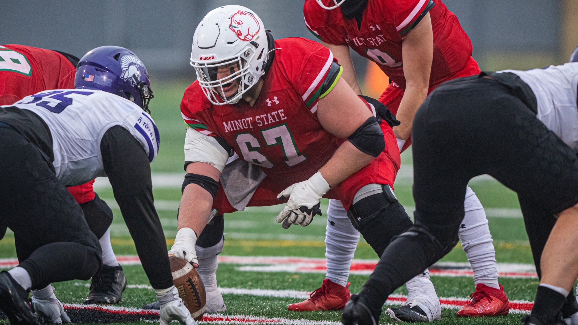 Swirple at center vs Winona State