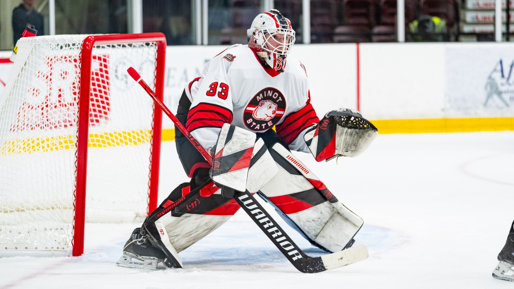 William Dyke makes a save against Briercrest