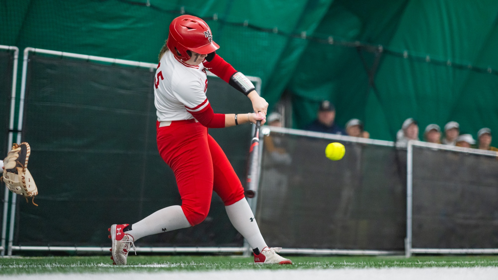 Paige Kellogg batting against MSU Billings