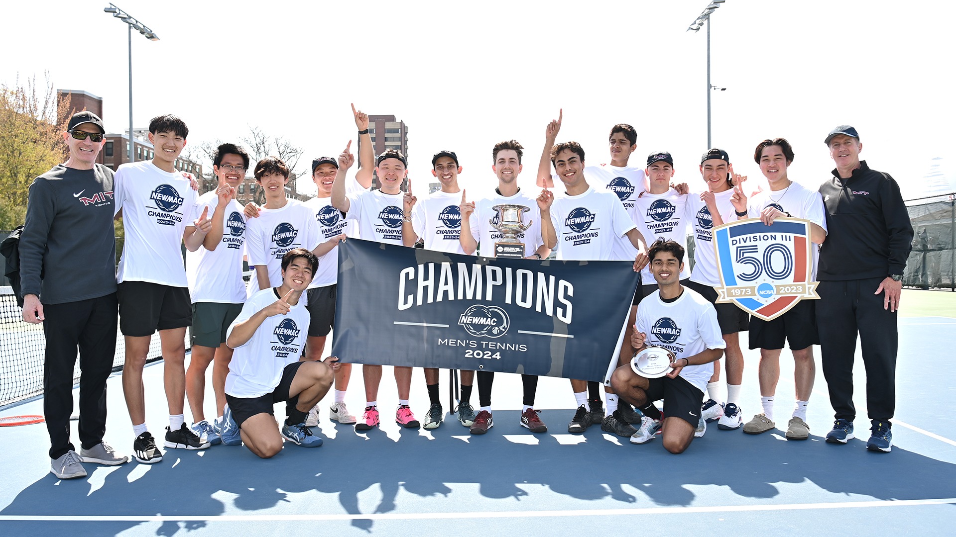 NEWMAC Champs! Men's Tennis Defeats Babson, 50, for 24th NEWMAC Title