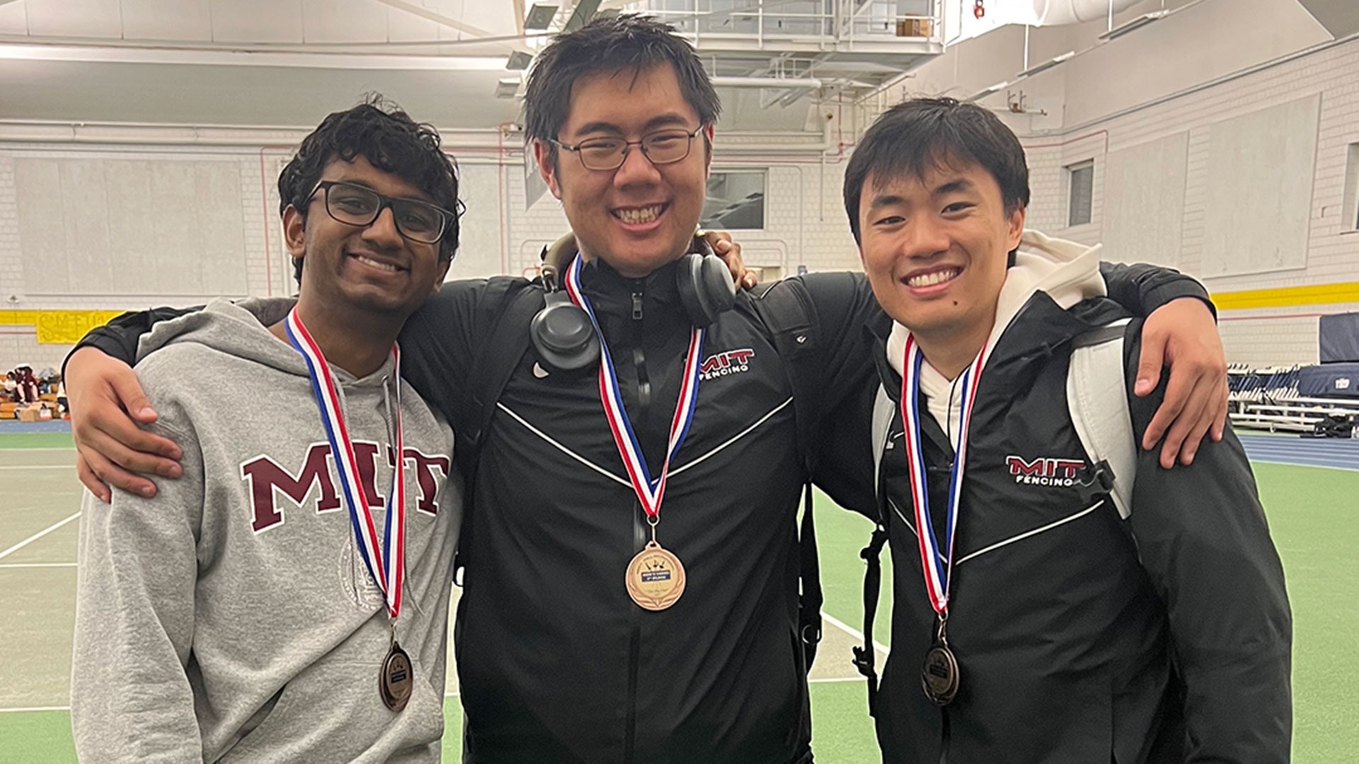 Rohan Dalal, Eric Wang, and Zachary Tong wearing their medals from The Big One Invitational