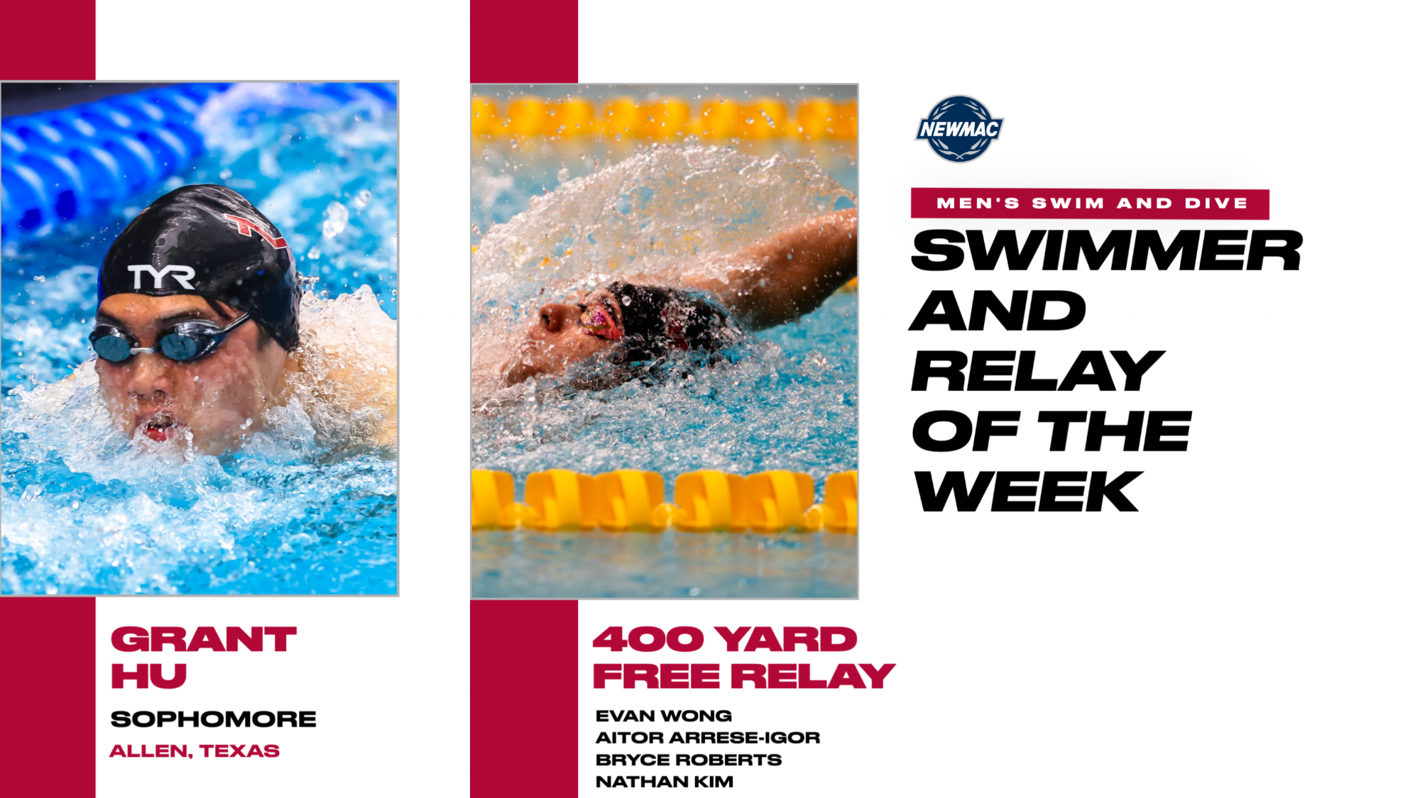 A graphic with action shots of Grant Hu and Aitor Arrese-Igor