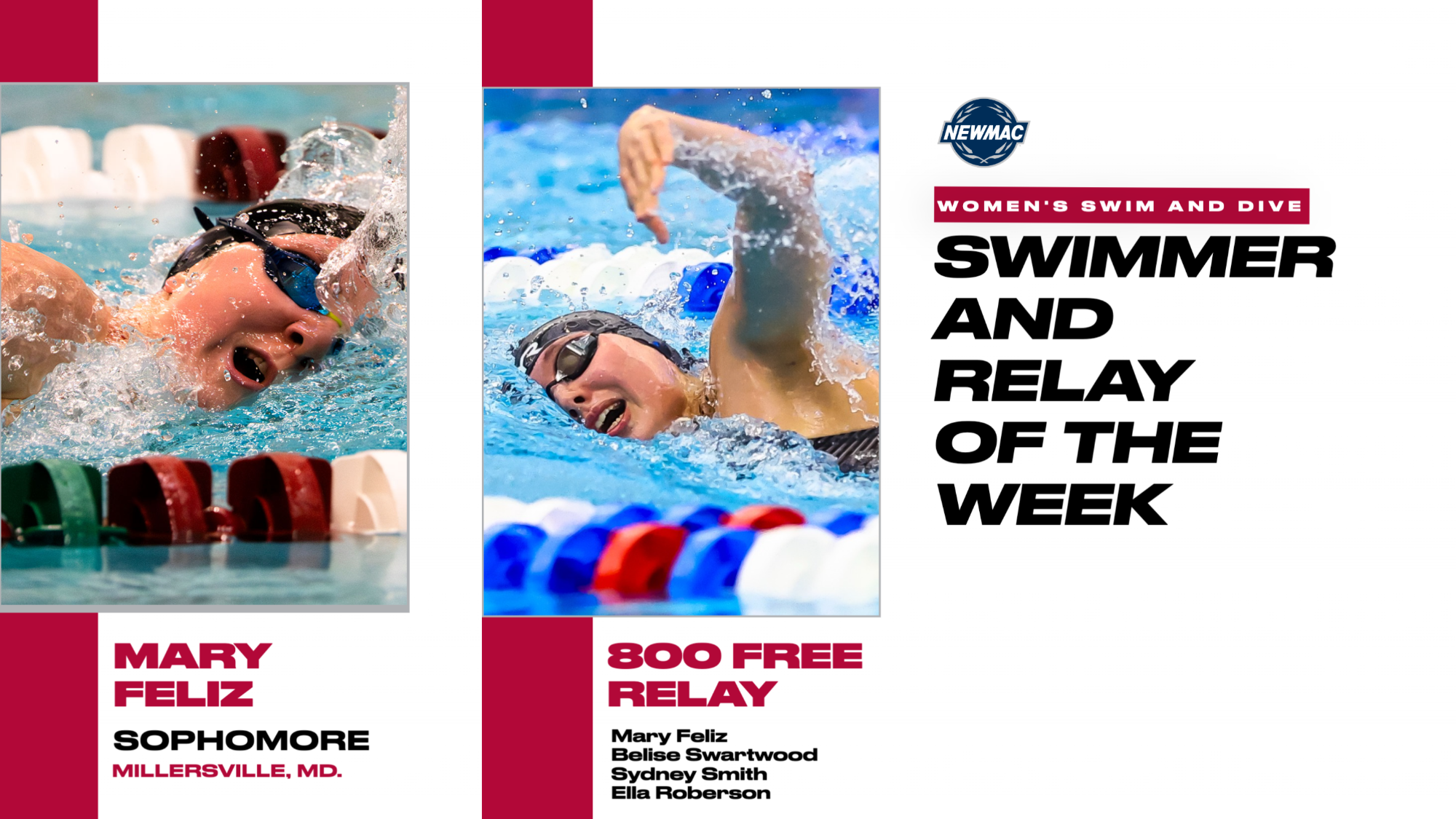 A graphic with action photos of Mary Feliz and Ella Roberson