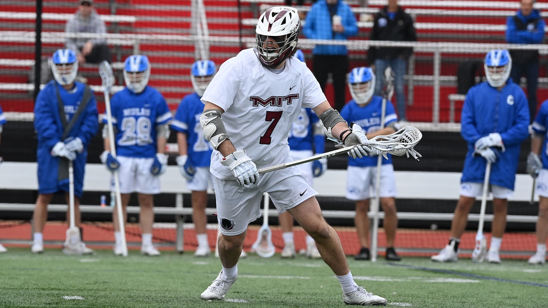 Zach Bleil playing lacrosse