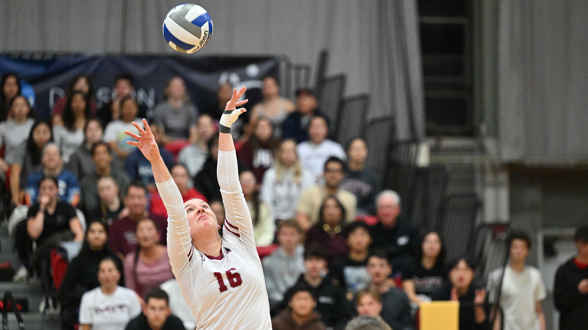 Kayleigh May setting a volleyball