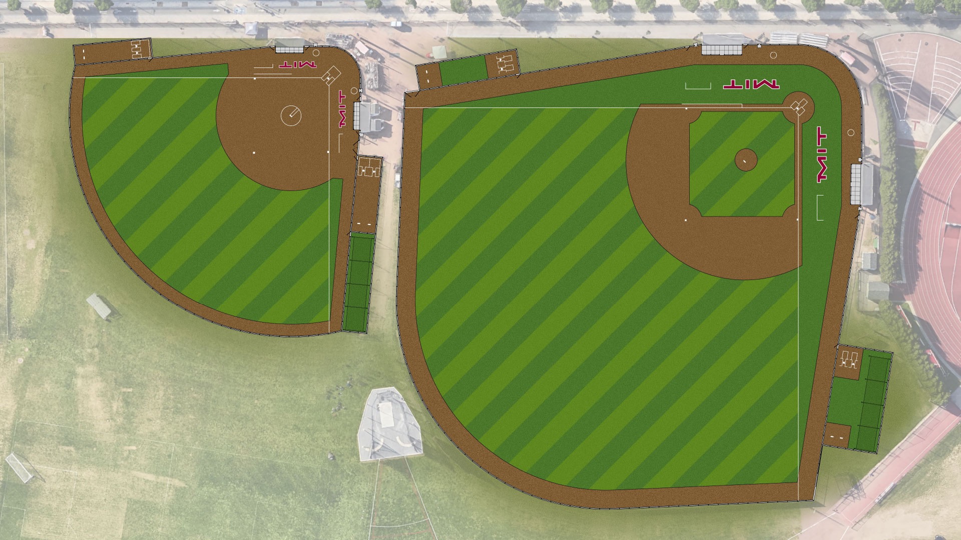 Rendering of MIT baseball and softball fields