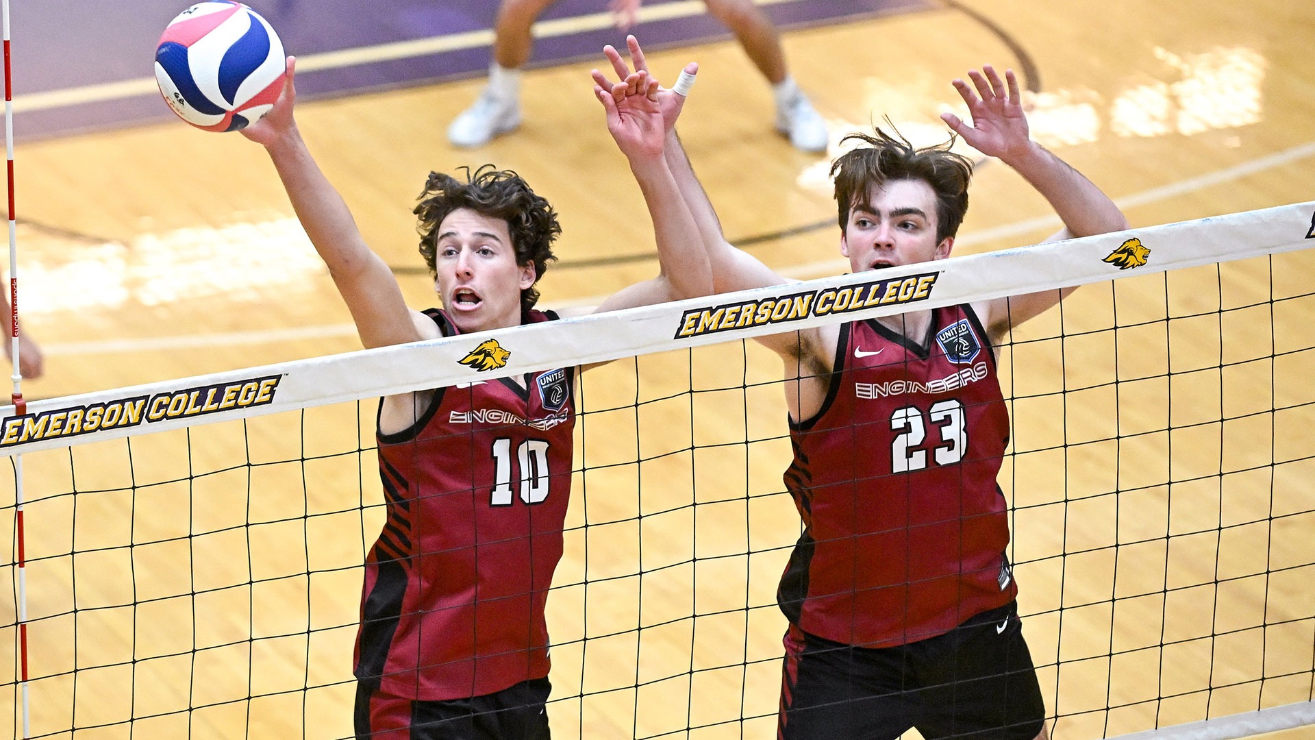 Jensen Fiskin and Maddox Brandenburg going up for a kill