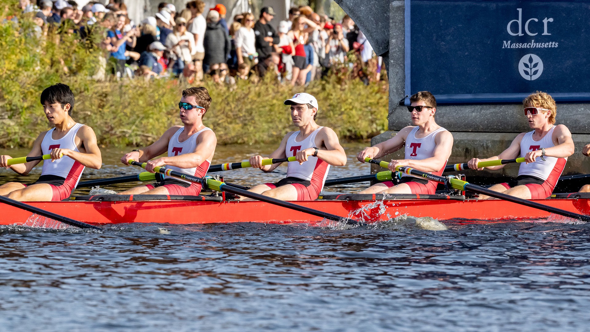men's lightweight crew rowing in the head of the Charles regatta