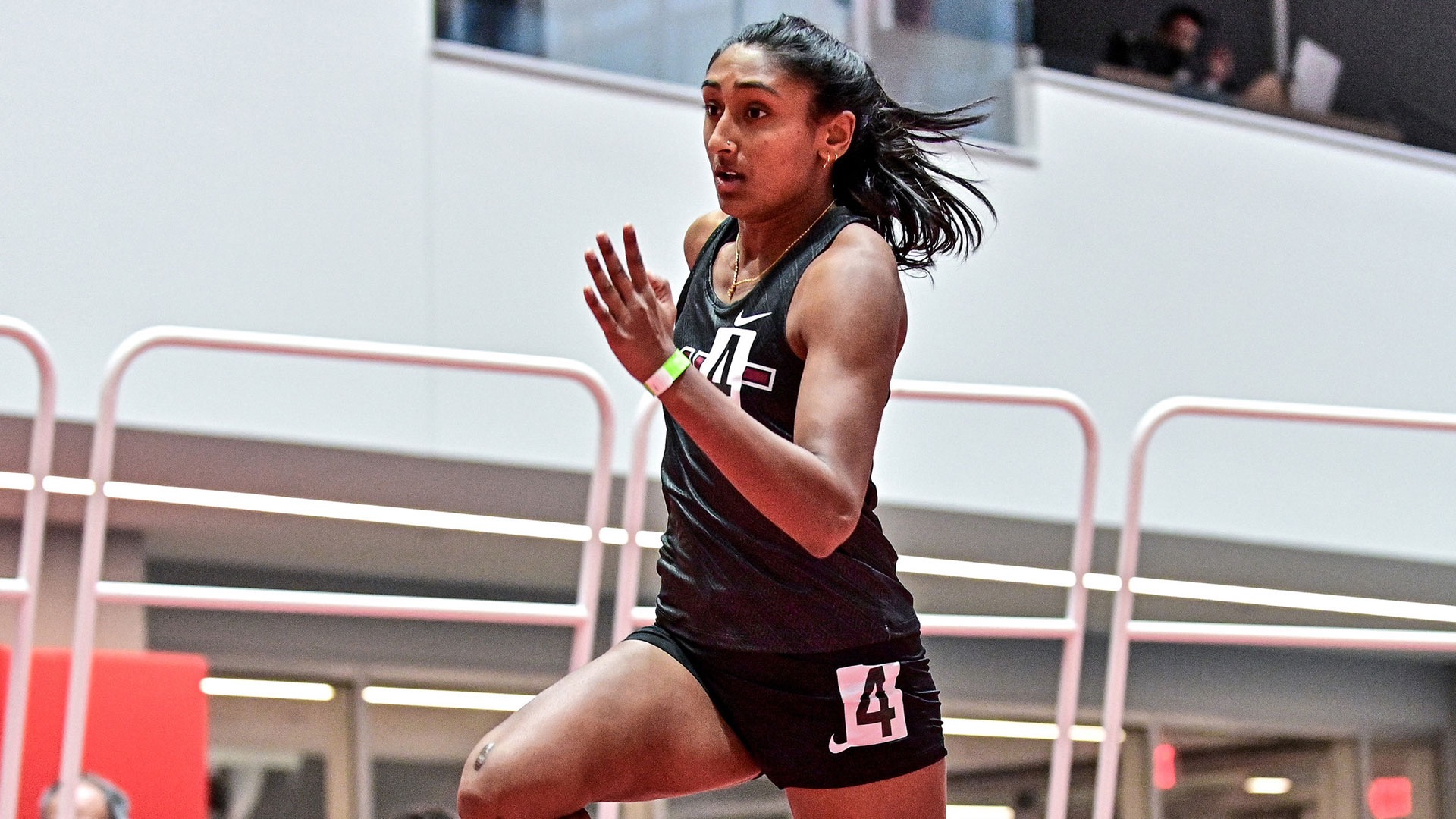 Shreya Kalyan running on a track