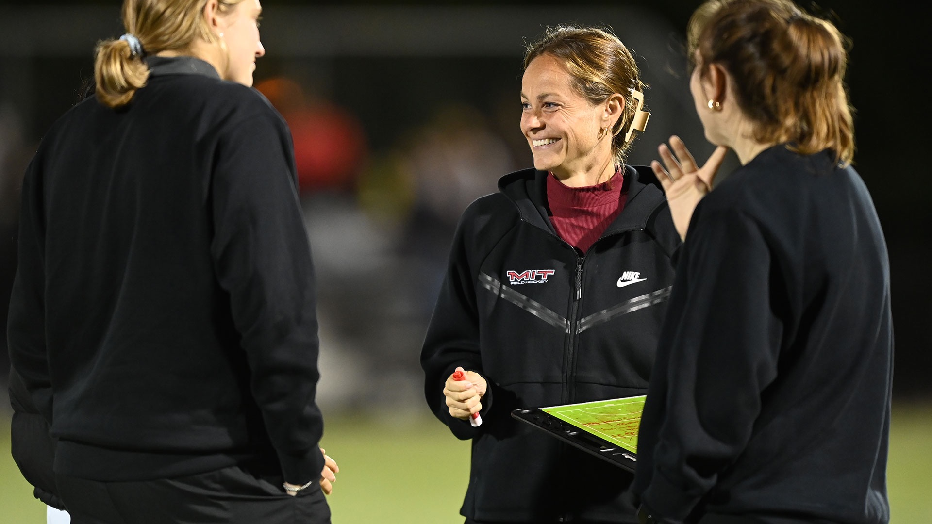 Sarah Shute on the MIT field hockey sideline 