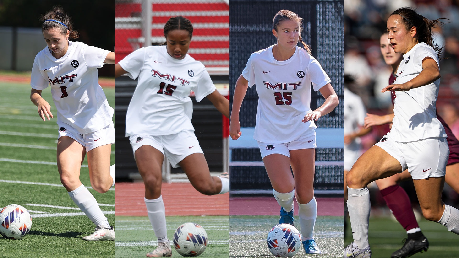 Action shots of Sasha Ceol, Arianna Doss, Maddie Seebeck, and Natalie Barnouw