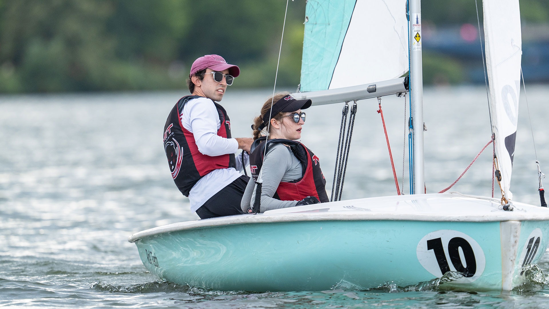 Will Kulas and Elliott Chalcraft on a sailboat