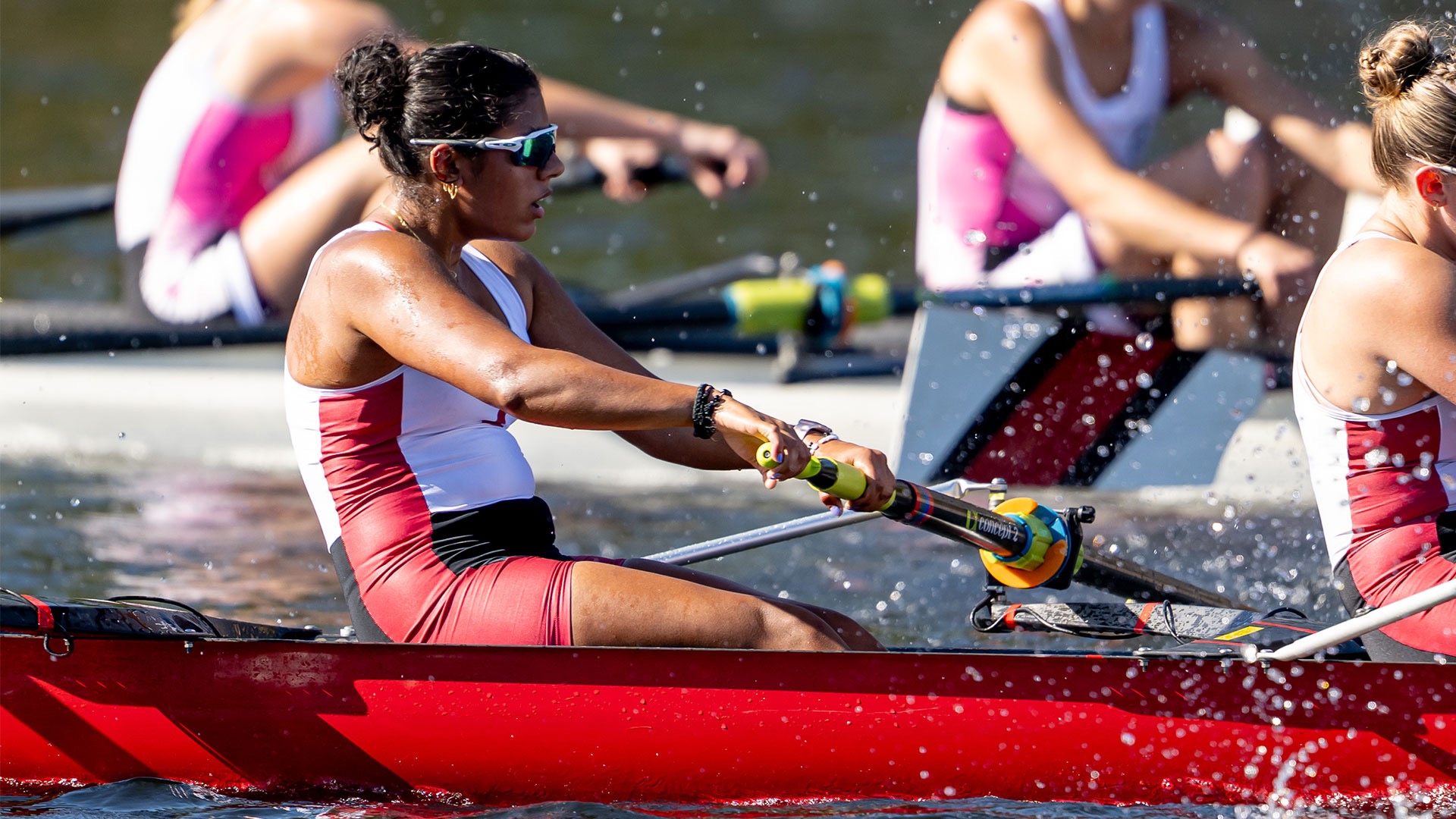 Shriya Thakur rowing in a race