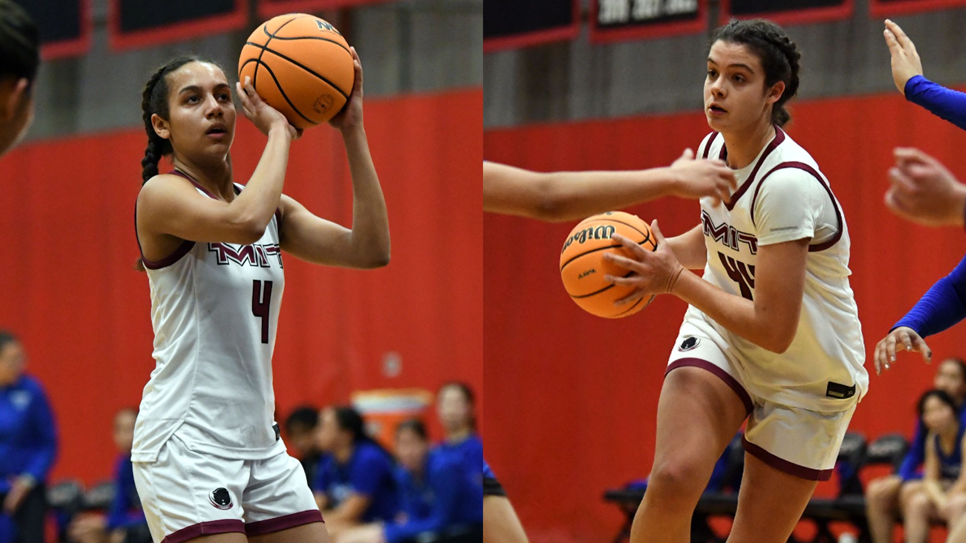 A graphic featuring action photos of Ruth Lanouette and Mary Lobon