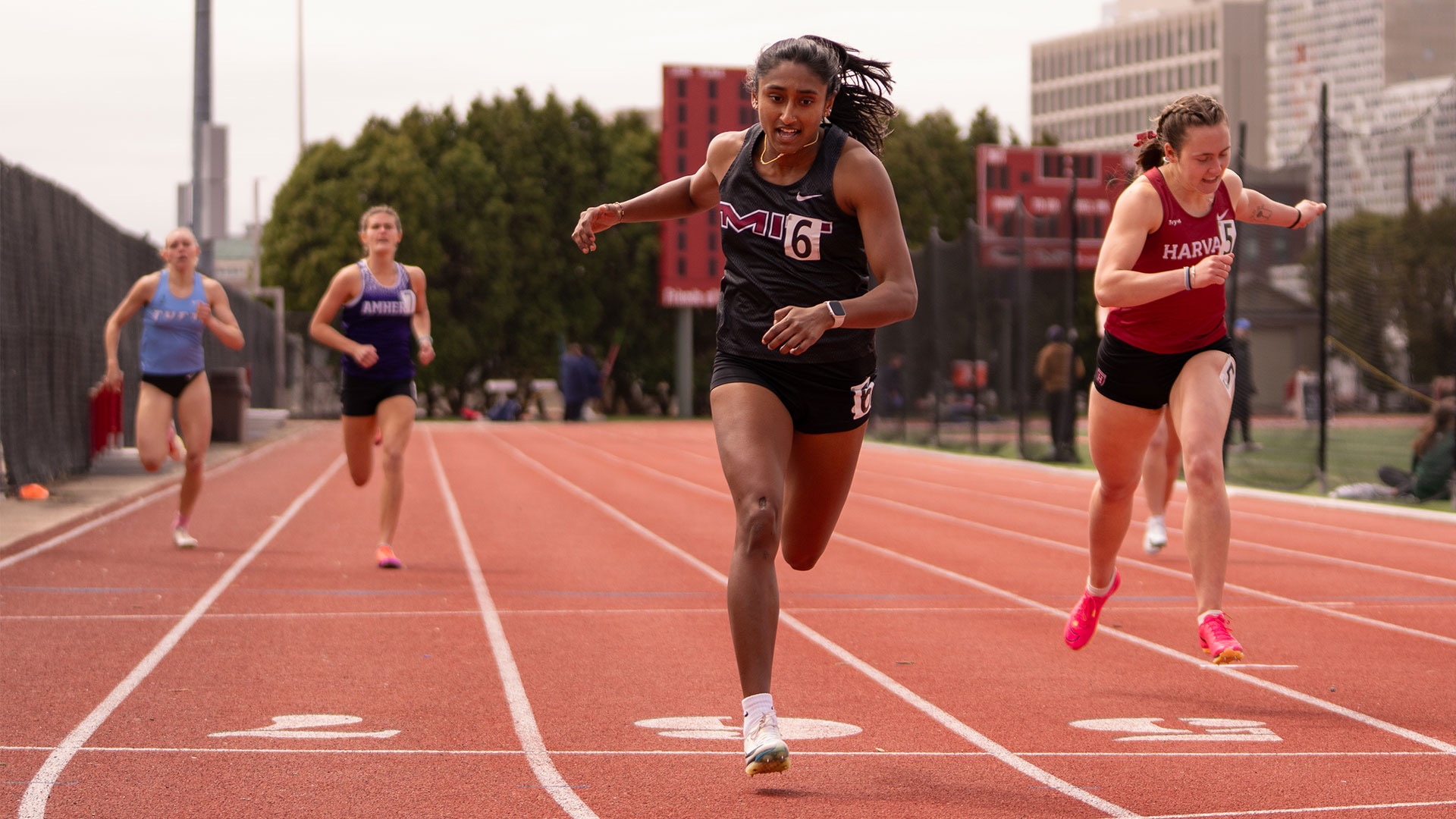 Shreya Kalyan crossing the finish line