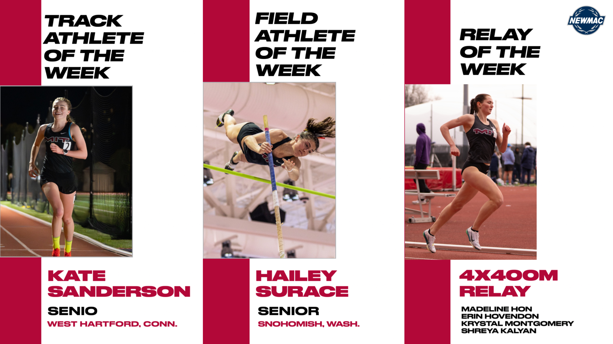 Women's Track NEWMAC Athletes of the Week