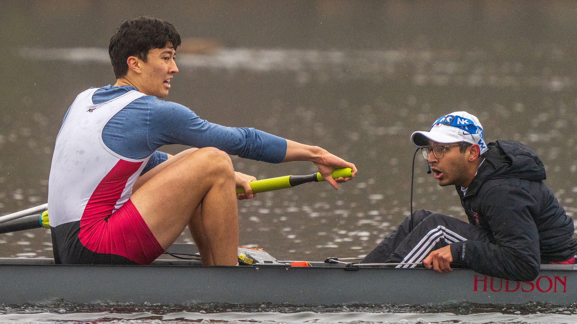 Arnav Aggarwal and Nielsen Euvrard rowing