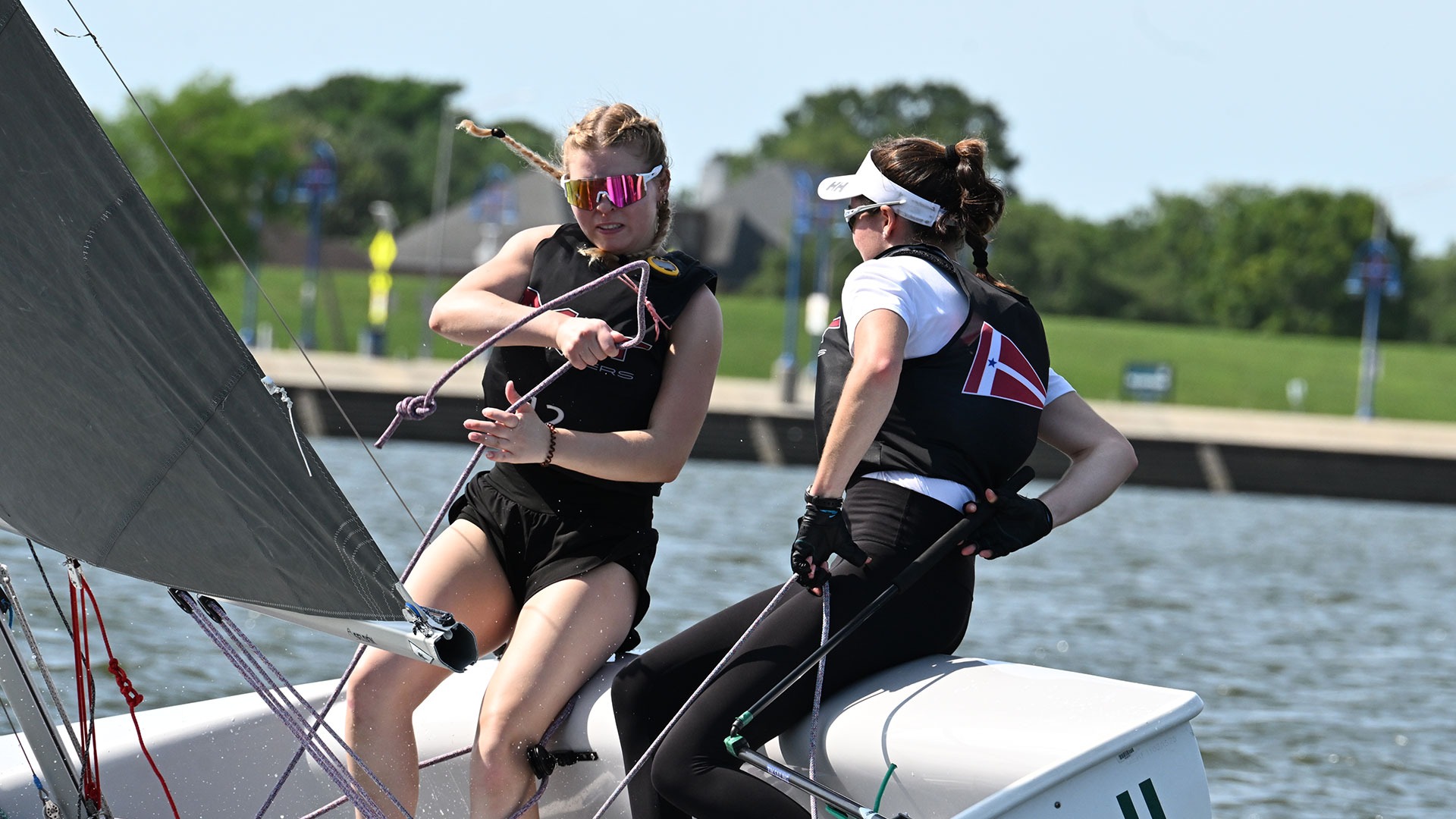 Christine Keedy Brown and Brooke Barry on a sailboat