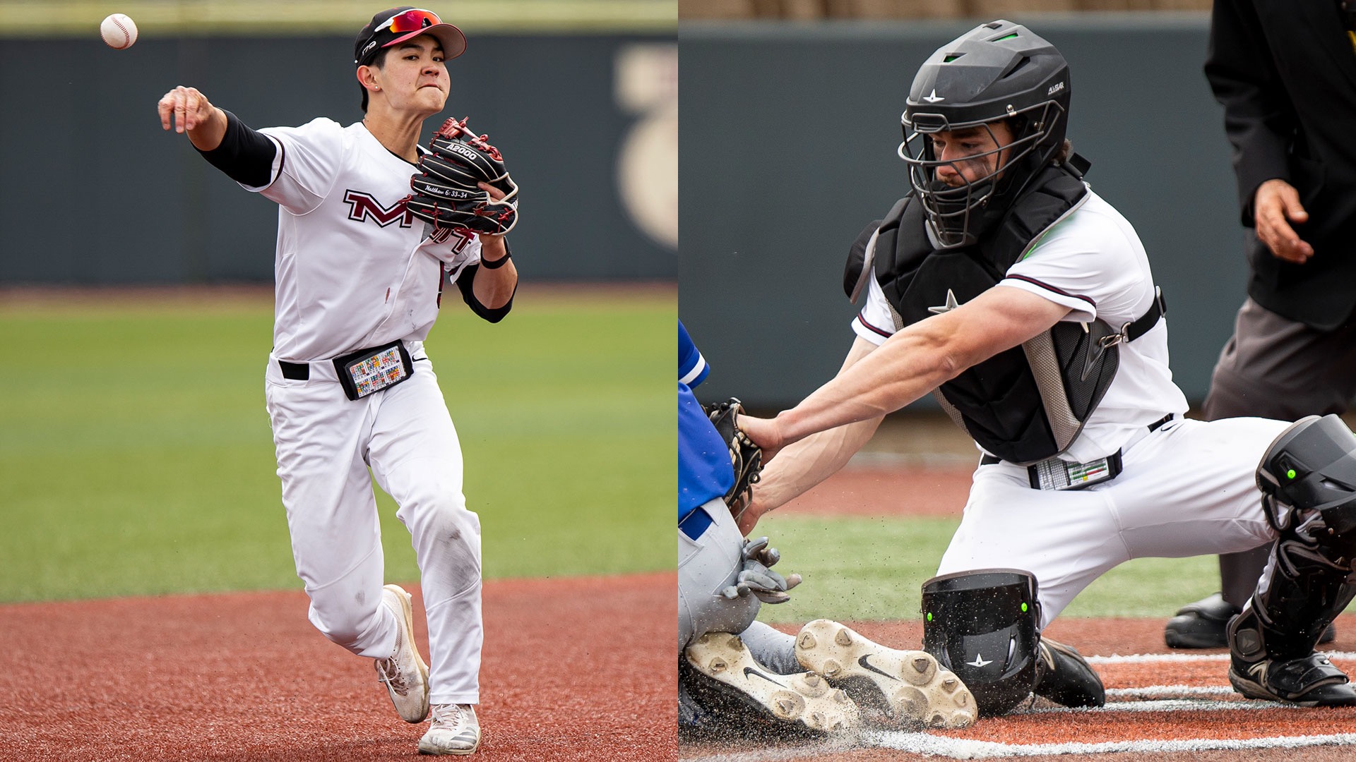 Dalton Chi and John Dwyer playing baseball