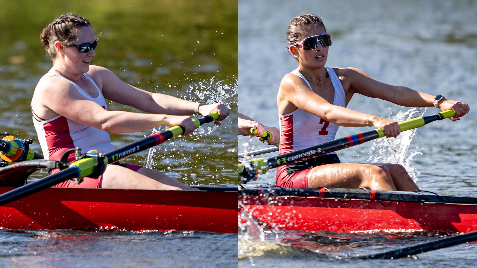 Kayla Robertson and Lana Ghamra rowing
