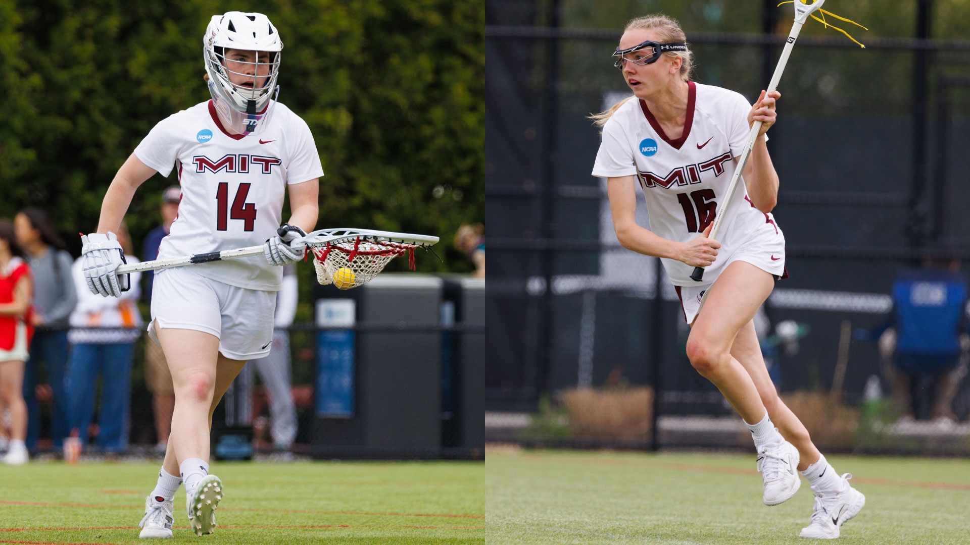 A graphic featuring action photos of Pauline Vien and Ashley Thomas