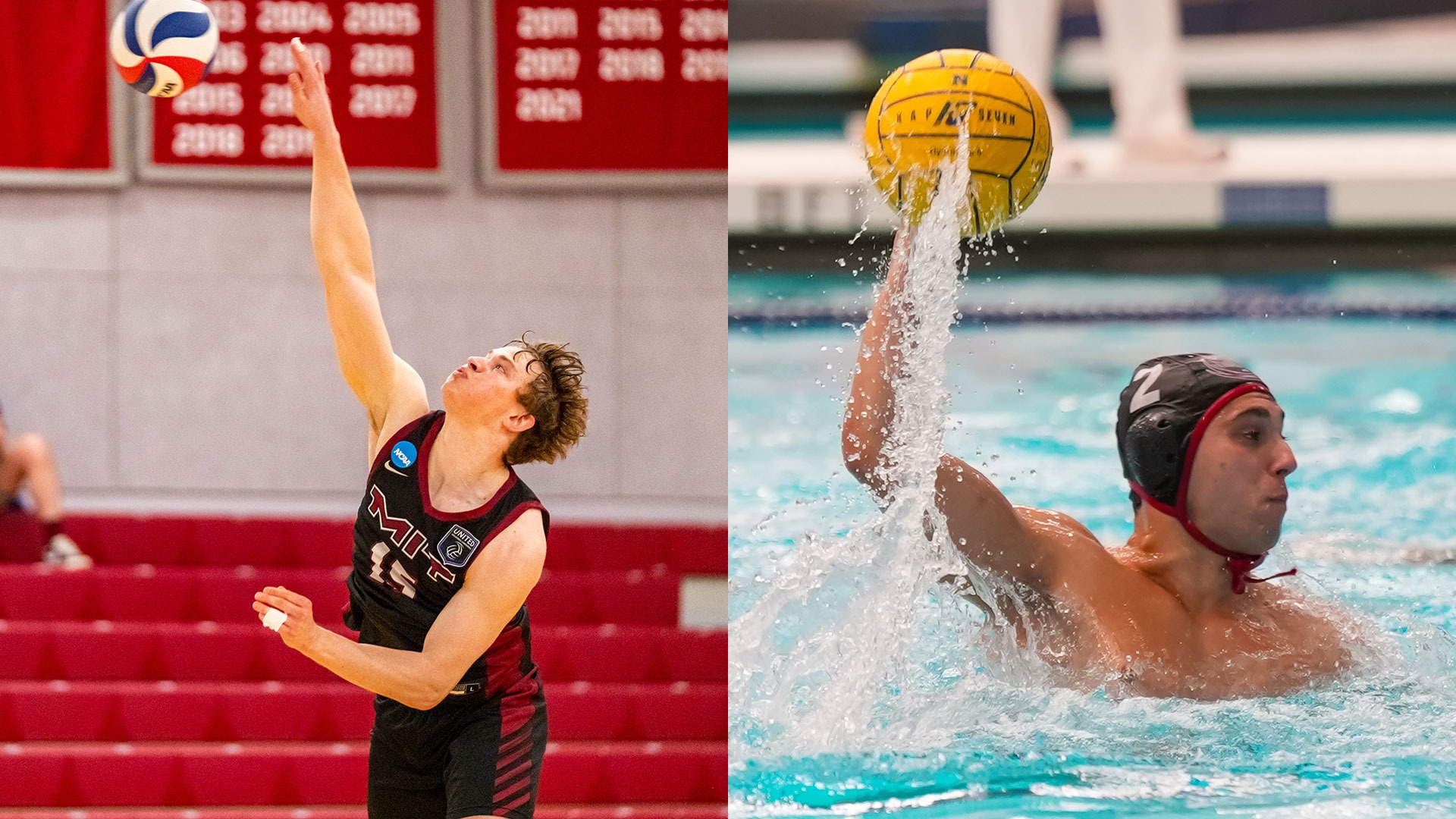 A graphic with action shots of Braeden Baker and Adam Ivatorov 
