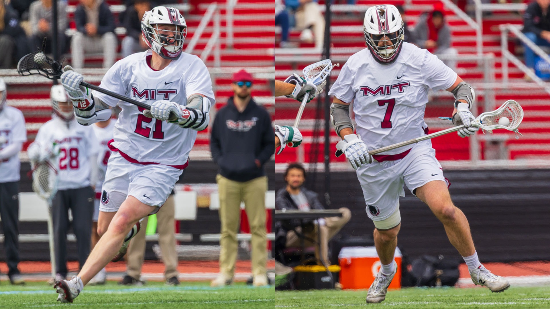 A graphic featuring action photos of Garrett Campagna and Zach Bleil