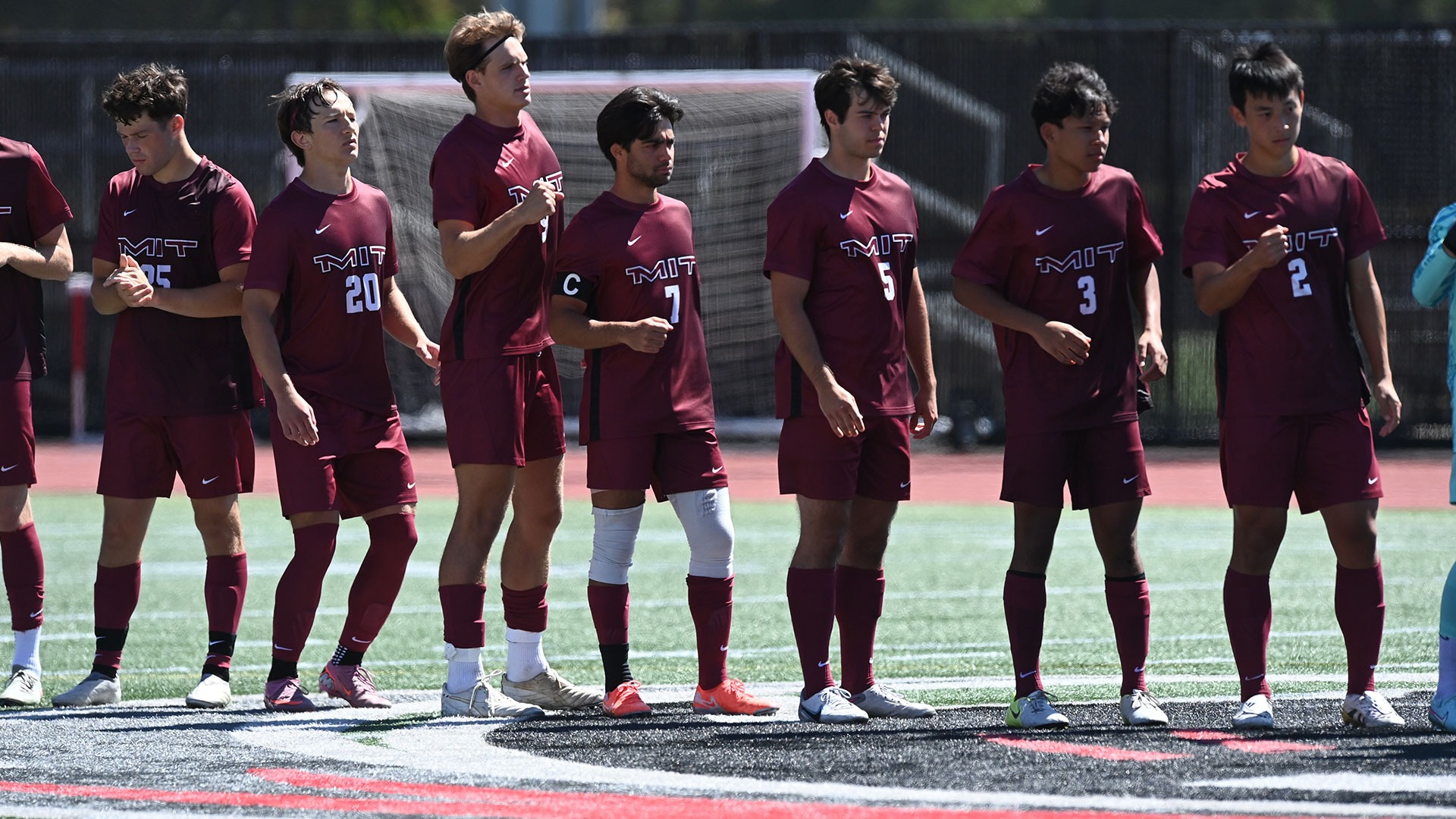 Men's soccer team lined up