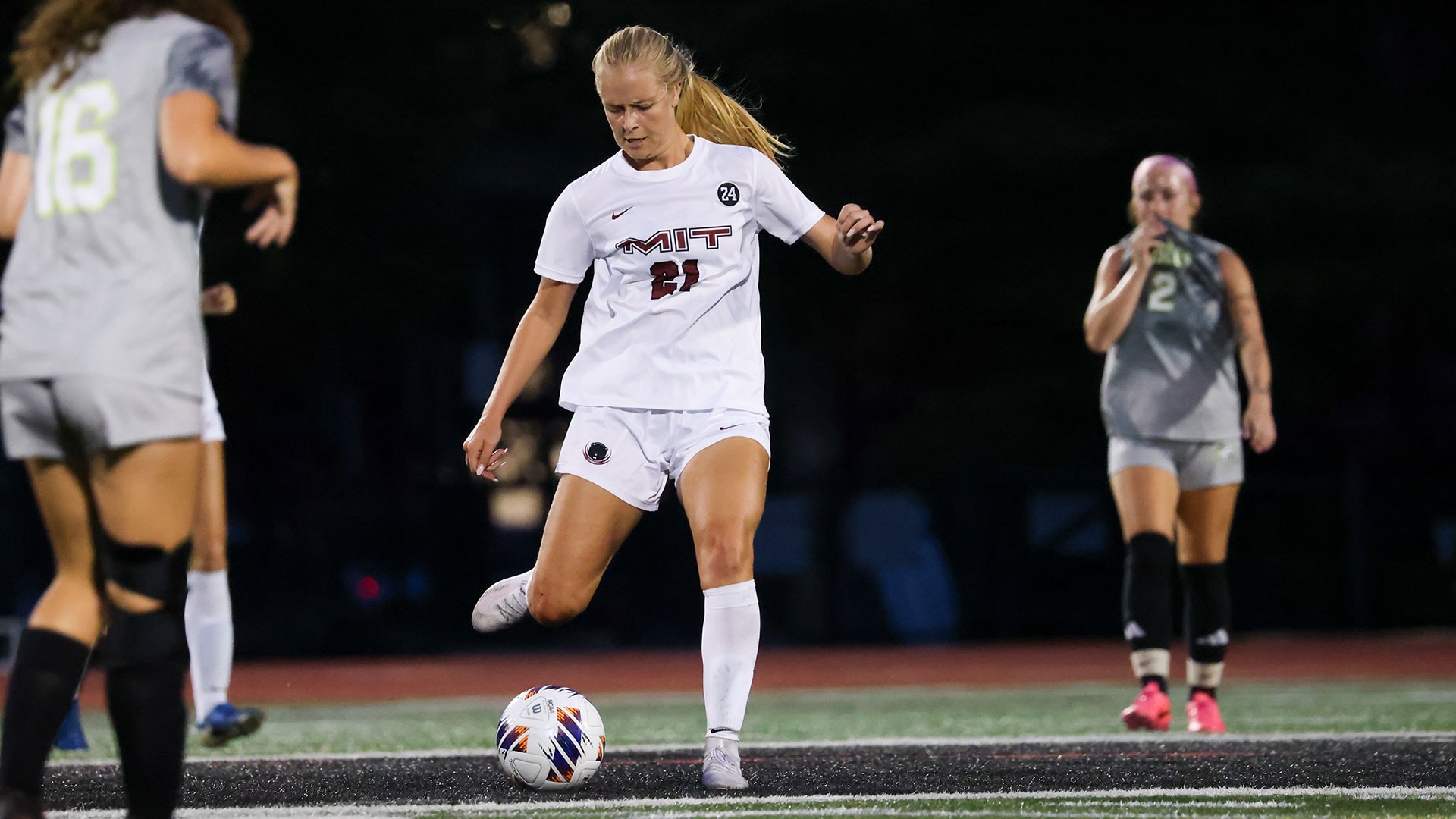 Skye Williams getting ready to kick the ball