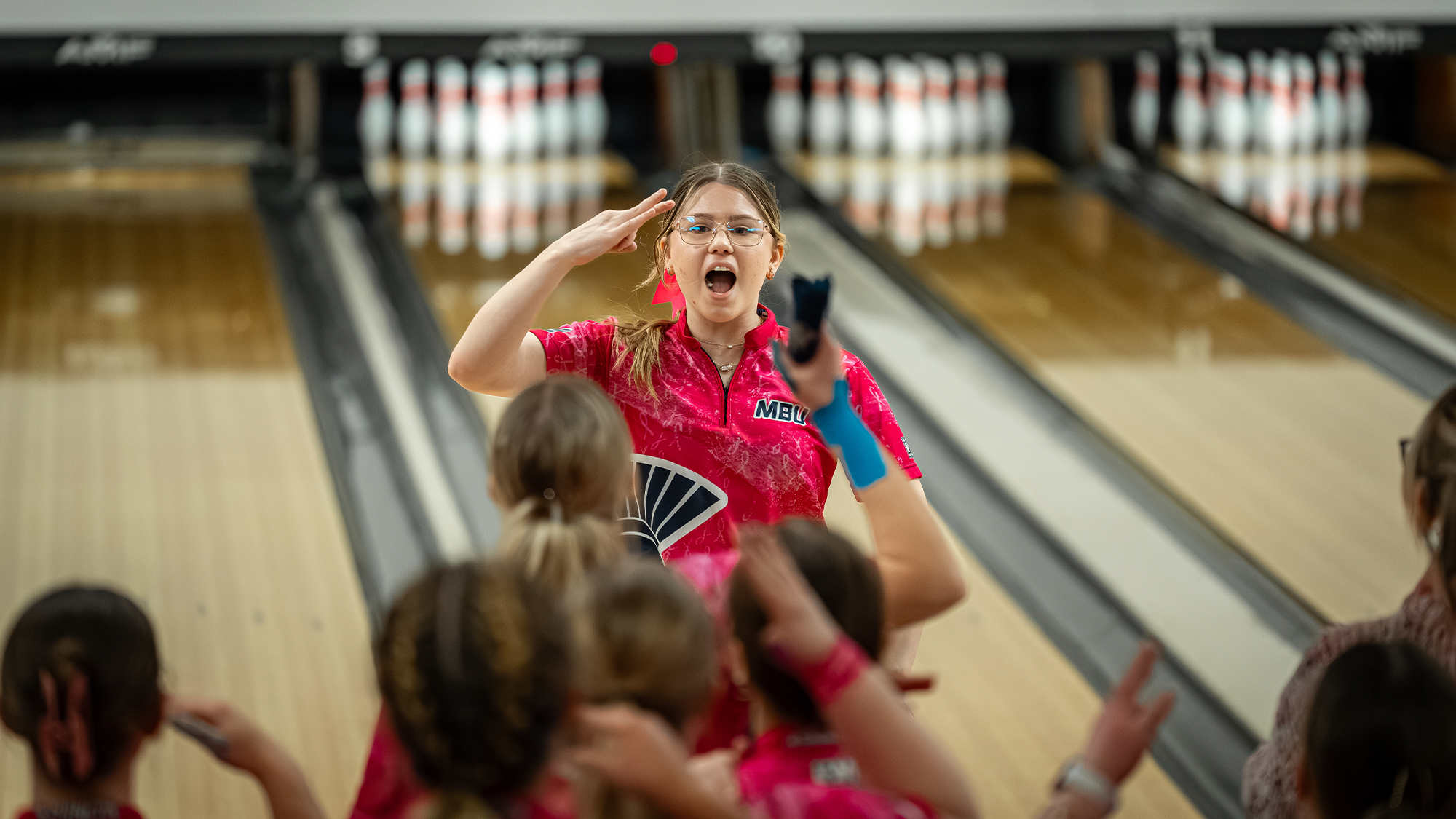 Kassandra Foss Celebrates after strike