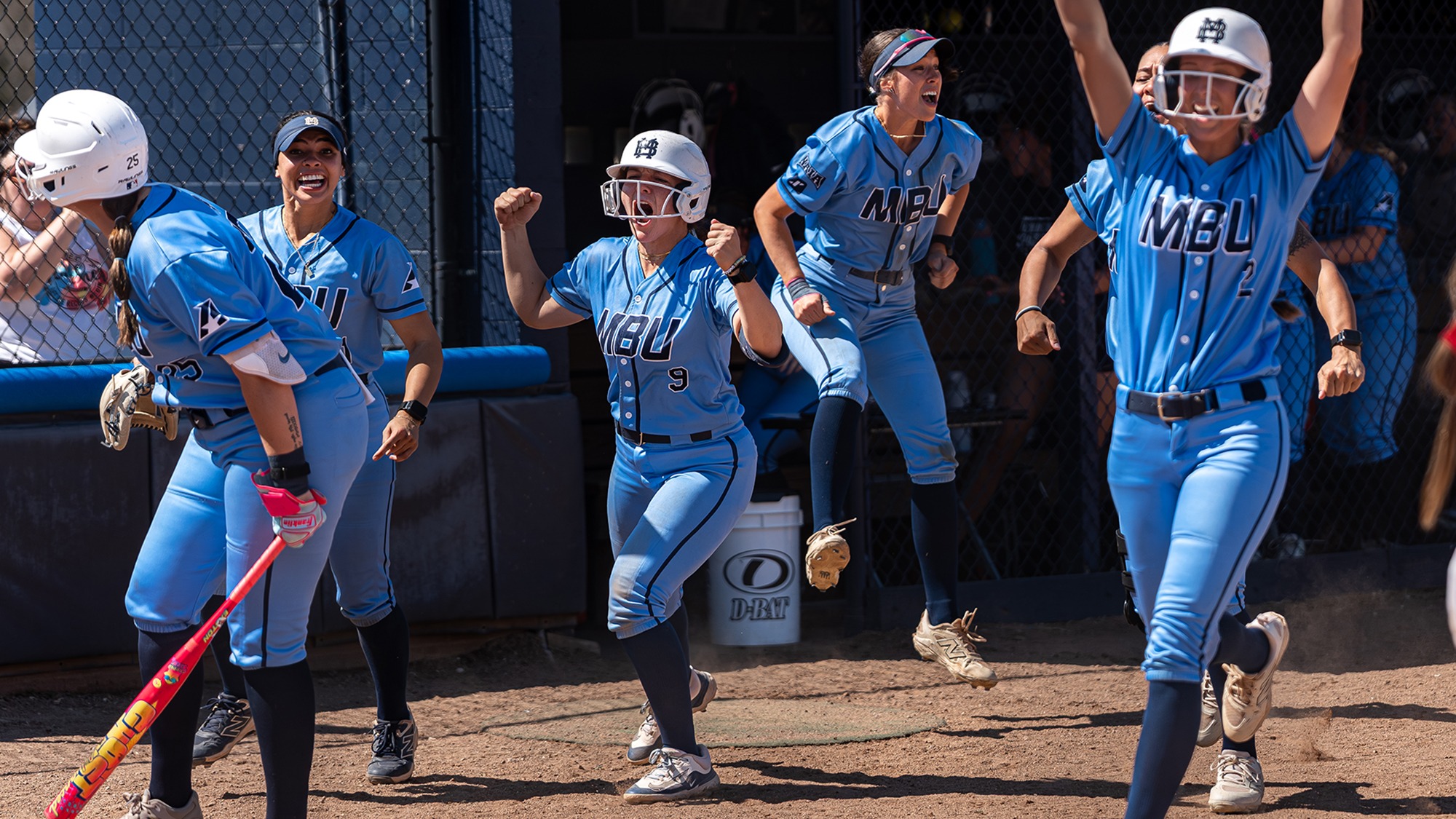 Softball celebrates Miranda Ladson's go-ahead three-run blast in the sixth inning vs No. 13 GVU