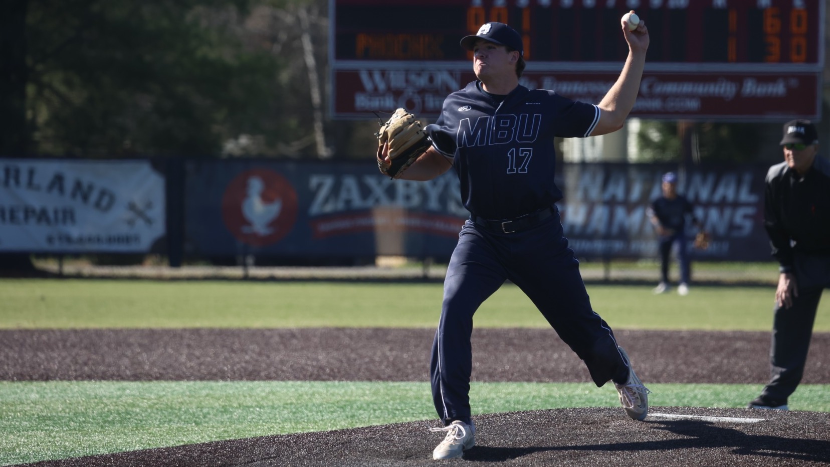 Gus Lucas pitches vs Cumberland