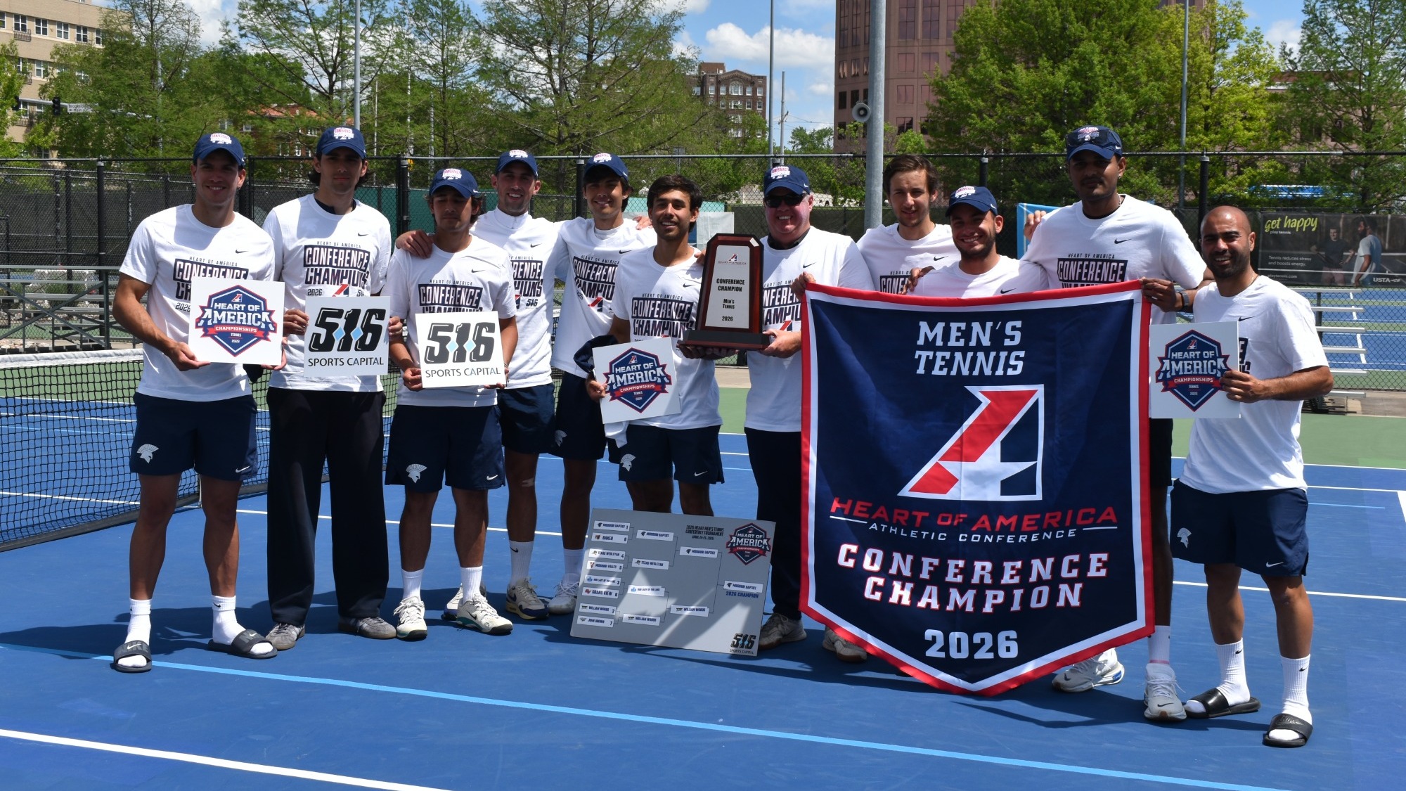 MBU men's tennis celebrates its first-ever Heart Conference Title