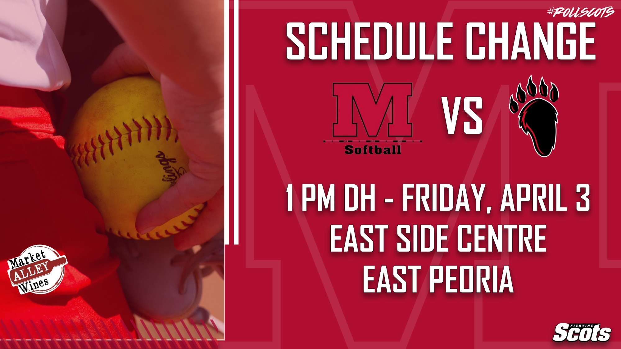 Softball Schedule change