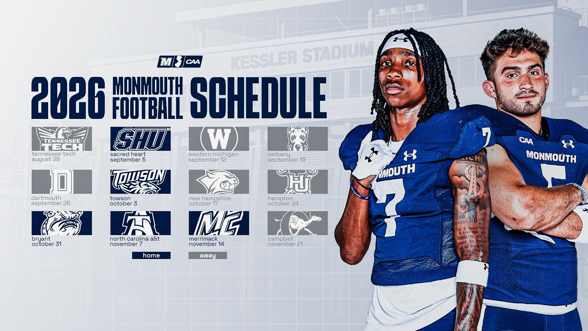 2026 Monmouth Football Schedule graphic