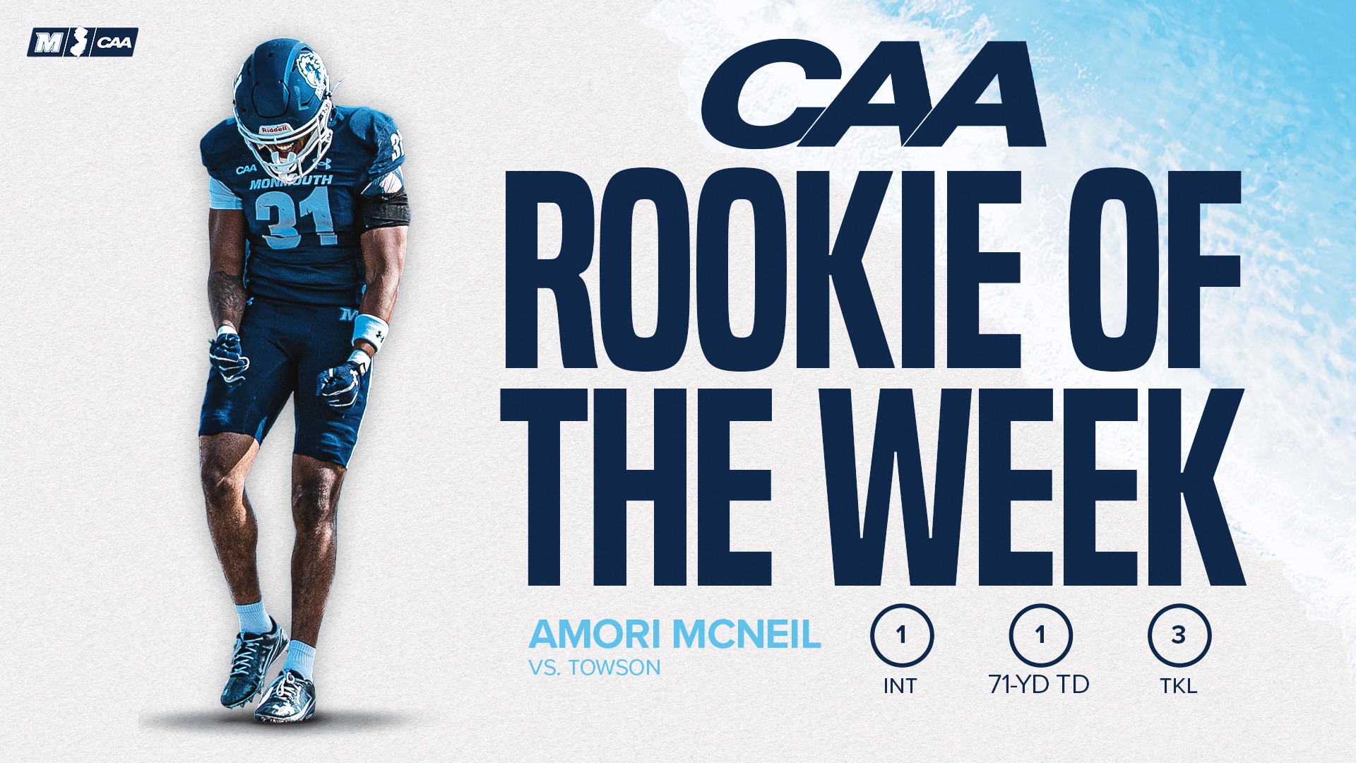Amori McNeil 2026 CAA Football Week 5 Rookie of the Week