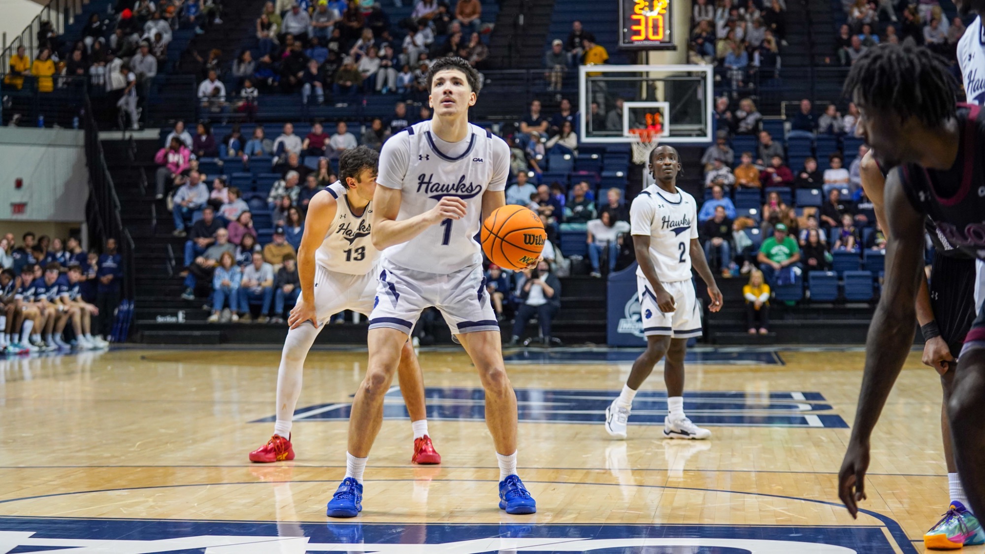 Jason Rivera-Torres holds the ball at the foul line